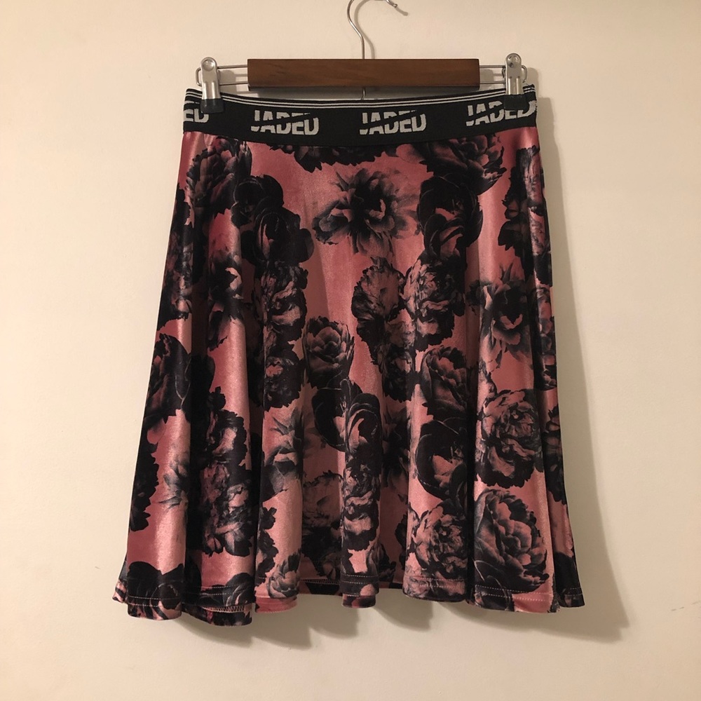 Jaded crushed velvet skater skirt
